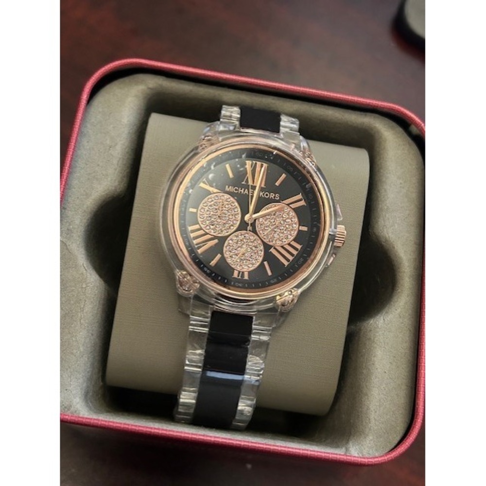 NWT Michael Kors Rose Gold & Clear Watch w/Pave Crystals MK 6676 MSRP $250 - Picture 7 of 7